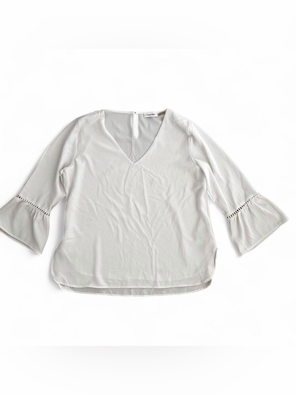 Calvin Klein elegant buttery soft Cream V-Neck Blouse for woman - size L